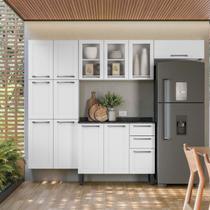 Cozinha Modulada Compacta em Aço 4 Peças 13 Portas Sendo 3 com Vidro 2 Gavetas Florença Itatiaia