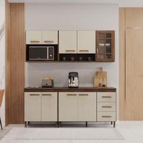 Cozinha Modulada Compacta Fidelitá Lisboa 4 Peças 190cm 9 Portas 3 Gavetas Com Tampo Nogal/Salinas Cozinha Modulada Compacta Fidelitá Lisboa 4 Peças 190cm 9 Portas 3 Gavetas Com Tampo Nogal/Salinas