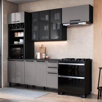 Cozinha Modulada Compacta Fidelitá Mônaco 4 Peças 270cm 10 Portas 2 Gavetas Com Tampo Chumbo/Titânio Cozinha Modulada Compacta Fidelitá Mônaco 4 Peças 270cm 10 Portas 2 Gavetas Com Tampo Chumbo/Titânio