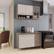 Cozinha Modulada Compacta Fidelitá Paris 2 Peças 120cm 5 Portas 3 Gavetas Com Tampo Nogal/Salinas