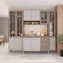 Cozinha Modulada Compacta Fidelitá Paris 4 Peças 225cm 11 Portas 3 Gavetas Com Tampo Nogal/Salinas