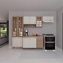 Cozinha Modulada Compacta Fidelitá Paris 4 Peças 260cm 11 Portas 3 Gavetas Com Tampo Nogal/Salinas Cozinha Modulada Compacta Fidelitá Paris 4 Peças 260cm 11 Portas 3 Gavetas Com Tampo Nogal/Salinas