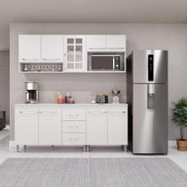 Cozinha Modulada Compacta Fidelitá Viena 4 Peças 190cm 9 Portas 3 Gavetas Com Tampo Branco