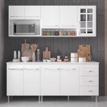 Cozinha Modulada Compacta Fidelitá Viena 4 Peças 190cm 9 Portas 3 Gavetas Com Tampo Branco Cozinha Modulada Compacta Fidelitá Viena 4 Peças 190cm 9 Portas 3 Gavetas Com Tampo Branco