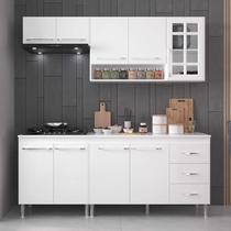Cozinha Modulada Compacta Fidelitá Viena 4 Peças 190cm 9 Portas 3 Gavetas Com Tampo Branco