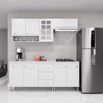 Cozinha Modulada Compacta Fidelitá Viena 4 Peças 190cm 9 Portas 3 Gavetas Com Tampo Branco - Fidelitá Móveis