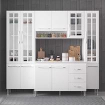 Cozinha Modulada Compacta Fidelitá Viena 4 Peças 225cm 11 Portas 3 Gavetas Com Tampo Branco Cozinha Modulada Compacta Fidelitá Viena 4 Peças 225cm 11 Portas 3 Gavetas Com Tampo Branco