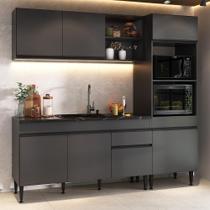 Cozinha Modulada Compacta Milano MP2400 7 Portas MDF MDP 211,5cm Cinza Grafite Multimóveis Cozinha Modulada Compacta Milano MP2400 7 Portas MDF MDP 211,5cm Cinza Grafite Multimóveis