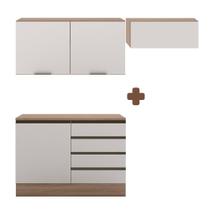 Cozinha Modulada Compacta Para Apartamento 3 Módulos Carvalho Oak Off White Merey Shop Jm