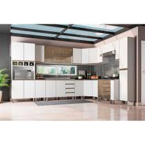 Cozinha Modulada Completa 16 PeAas sem Tampo de 120 Branco com Vidro Reflecta PArola Luciane MA³veis - Kit