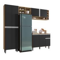 Cozinha Modulada Completa 230cm Com Balcão e Armário Aéreo Vanessa Amendoa/PT - AJL Móveis