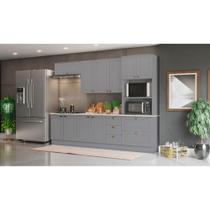 Cozinha Modulada Completa 271,5cm Para Cooktop com Torre Quente de 2 Fornos 10 Portas 5 Gavetas Americana Henn - Cinza/Calcare Cozinha Modulada Completa 271,5cm Para Cooktop com Torre Quente de 2 Fornos 10 Portas 5 Gavetas Americana Henn - Cinza/Calcare