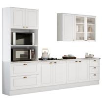 Cozinha Modulada Completa 271cm 5 Peças 9 Portas 5 Gavetas Americana Branco HP - Henn