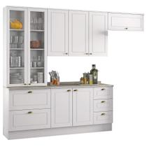 Cozinha Modulada Completa 271cm 5 Peças com Cristaleira 8 Portas Liana H02 Branco HP - Mpozenato
