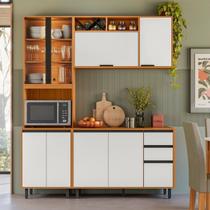 Cozinha Modulada Completa 3 Peças 9 Portas 2 Gavetas com Cristaleira Ravena