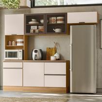Cozinha Modulada Completa 4 Peças 6 Portas 4 Gavetas com Paneleiro Duplo Etna Bege/Marrom Claro/Off White Cozinha Modulada Completa 4 Peças 6 Portas 4 Gavetas com Paneleiro Duplo Etna Bege/Marrom Claro/Off White