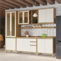 Cozinha Modulada Completa 5 Peças 12 Portas com Vidro e Tampo 100% Mdf Barbados Espresso Móveis