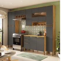 Cozinha Modulada Completa 5 Peças 13 Portas 2 Gavetas com Tampo e Vidro Reflecta 100% Mdf Itália Esp
