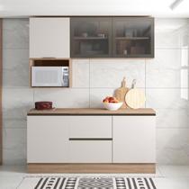 Cozinha Modulada Completa 5 Peças 5 Portas 3 Gavetas com Portas Vidro Fumê Etna