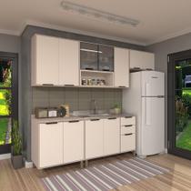 Cozinha Modulada Completa 5 Peças Balcões Aéreos com Vidro Reflecta e Tampo Stylo Luciane Móveis