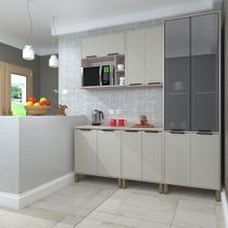 Cozinha Modulada Completa 5 Peças Paneleiro com Vidro Reflecta Aéreos e Tampos Stylo Luciane Móveis Cozinha Modulada Completa 5 Peças Paneleiro com Vidro Reflecta Aéreos e Tampos Stylo Luciane Móveis