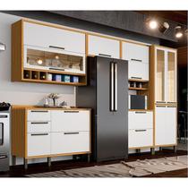 Cozinha Modulada Completa 6 Peças 12 Portas 4 Gavetas e Vidro Reflecta 100% Mdf Vicenza Espresso Móveis
