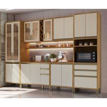 Cozinha Modulada Completa 6 Peças 16 Portas com Vidro e Tampo 100% Mdf Barbados Espresso Móveis