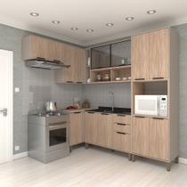 Cozinha Modulada Completa 6 Peças Balcões Aéreos Vidro Reflecta com Paneleiro Stylo Luciane Móveis