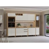 Cozinha Modulada Completa 6 Peças Brise 14 Portas 3 Gavetas Off White Carvalho Luciane Móveis Cozinha Modulada Completa 6 Peças Brise 14 Portas 3 Gavetas Off White Carvalho Luciane Móveis