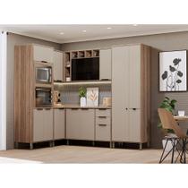 Cozinha Modulada Completa 6 Peças com Espaço para Forno e Micro-ondas com Tampo Aspen Luciane Móveis