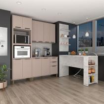 Cozinha Modulada Completa 6 Peças com Painel Bancada Gourmet e Tampo Stylo Luciane Móveis Cozinha Modulada Completa 6 Peças com Painel Bancada Gourmet e Tampo Stylo Luciane Móveis