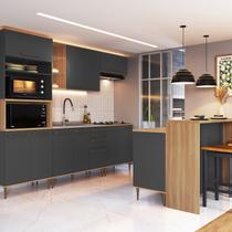 Cozinha Modulada Completa 8 Peças com Cristaleira 15 Portas 2 Gavetas com Bancada Isabelle