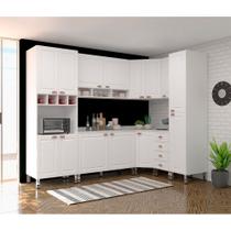 Cozinha Modulada Completa 8 Peças com Tampo Branco Cristal Luciane Móveis Cozinha Modulada Completa 8 Peças com Tampo Branco Cristal Luciane Móveis