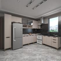 Cozinha Modulada Completa 8 Peças Paneleiro e Aéreo com Vidro e Tampos Reflecta Stylo Luciane Móveis