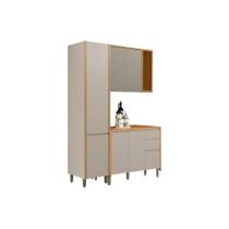 Cozinha Modulada Completa Allure 3 Peças (1Aéreo+1Balcão+1Paneleiro) CP29 Jequitiba/Gris Fosco - Linea Brasil