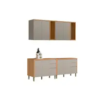 Cozinha Modulada Completa Allure 4 Peças (2Aéreos+2Balcões) CP25 Jequitiba/Gris Fosco - Linea Brasil