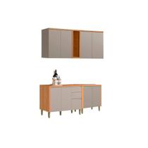 Cozinha Modulada Completa Allure 4 Peças (2Aéreos+2Balcões) CP26 Jequitiba/Gris Fosco - Linea Brasil