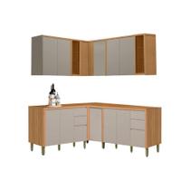 Cozinha Modulada Completa Allure 6 Peças (3Aéreos+3Balcões) CP27 Jequitiba/Gris Fosco - Linea Brasil