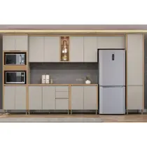 Cozinha Modulada Completa Allure 7 Peças (3Aéreos+2Balcões+1Paneleiro+1TorreQuente) CP02 Jequitiba/Gris Fosco - Linea Brasil Cozinha Modulada Completa Allure 7 Peças (3Aéreos+2Balcões+1Paneleiro+1TorreQuente) CP02 Jequitiba/Gris Fosco - Linea Brasil