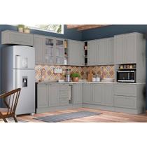 Cozinha Modulada Completa Americana 16 Peças (6Aéreos+5Balcões+1Paneleiro+4Complementos) C5P33 Cinza - Henn