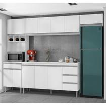 Cozinha Modulada Completa Andréia 04 Peças com Balcão Gabinete 160cm Branco - Abmaza