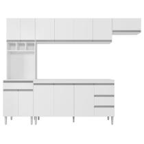 Cozinha Modulada Completa Andréia 04 Peças com Balcão Gabinete 160cm Branco - Desk Design