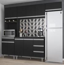 Cozinha Modulada Completa Andréia 240 cm Com tampo Preto AJL