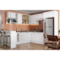 Cozinha Modulada Completa Bella 15 Peças (5Aéreos+5Balcões+1Ilha+4Complementos) C15P58 Branco - Carraro