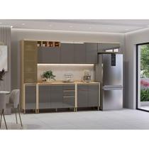 Cozinha Modulada Completa Brise Lu 6 Peças 12 Portas 3 Gavetas MDF MDP Carvalho Graff Luciane Móveis Cozinha Modulada Completa Brise Lu 6 Peças 12 Portas 3 Gavetas MDF MDP Carvalho Graff Luciane Móveis
