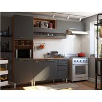 Cozinha Modulada Completa com 3 Peças 7 Portas 2 Gavetas e Tampo 100% MDF Paris - Espresso Móveis