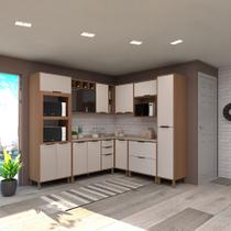 Cozinha Modulada Completa com 8 Peças Vidro Reflecta Tampos e Paneleiro Aspen Luciane Móveis