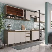 Cozinha Modulada Completa com Lavanderia 420cm 14 Portas Connect Henn