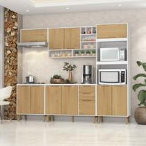 Cozinha Modulada Completa com Tampo 6 Peças 10 Portas 3 Gavetas Branco/Wood