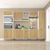 Cozinha Modulada Completa com Tampo 7 Peças 12 Portas 3 Gavetas Branco/Wood